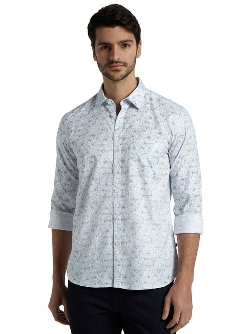 light blue printed casual shirt - 17803491 - Very Small Image - 1