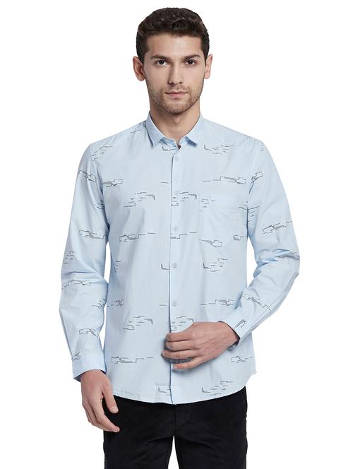 light blue printed casual shirt - 17803508 - Very Small Image - 1