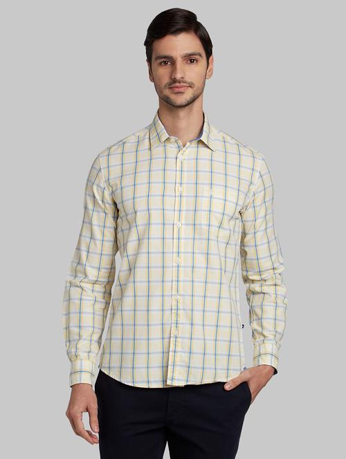 yellow checkered casual shirt - 17803605 - Very Small Image - 1