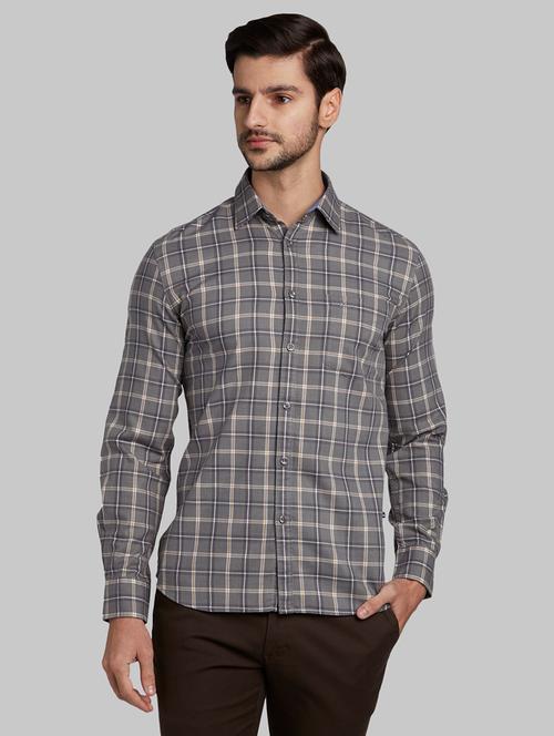 grey checkered casual shirt - 17803632 - Very Small Image - 1