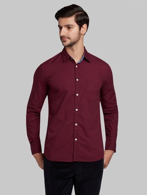 maroon solid casual shirt - 17803691 - Very Small Image - 1