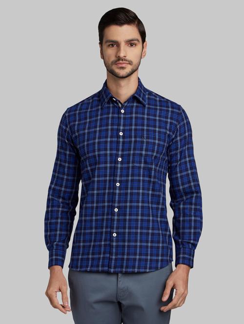blue checkered casual shirt - 17803700 - Very Small Image - 1