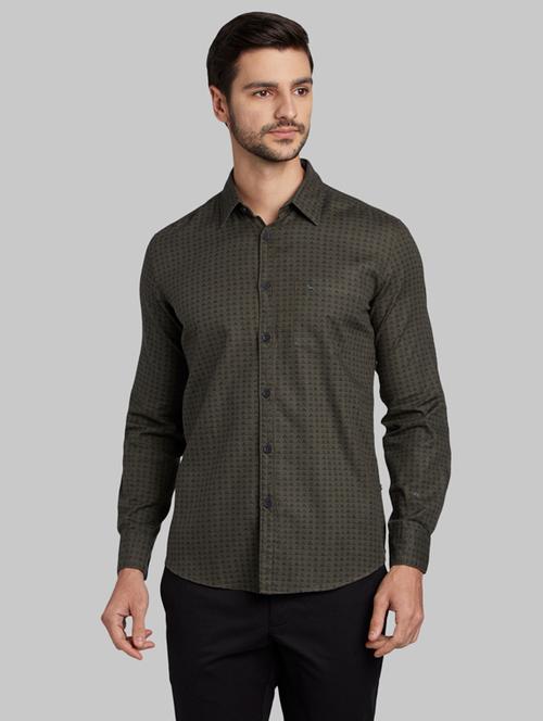 olive green printed casual shirt - 17803742 - Very Small Image - 1
