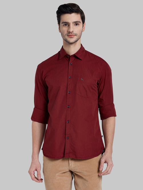 maroon solid casual shirt - 17803757 - Very Small Image - 1