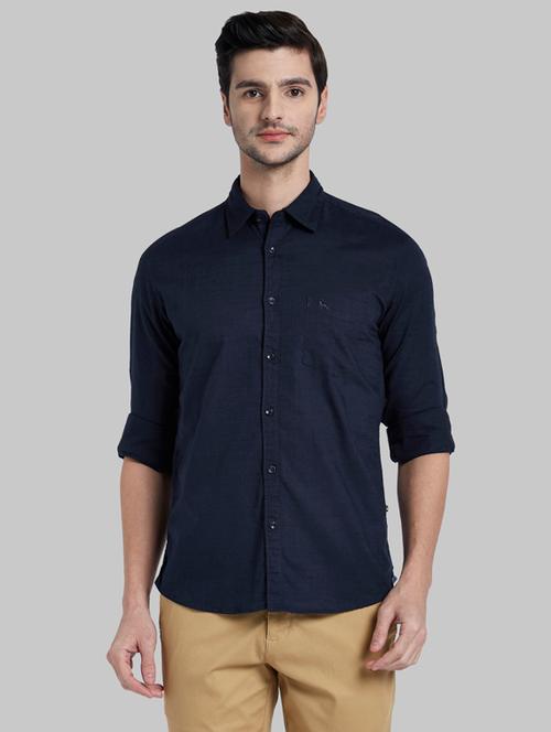 navy blue solid casual shirt - 17803777 - Very Small Image - 1
