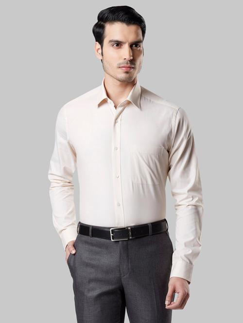 beige solid formal shirt - 17803802 - Very Small Image - 1