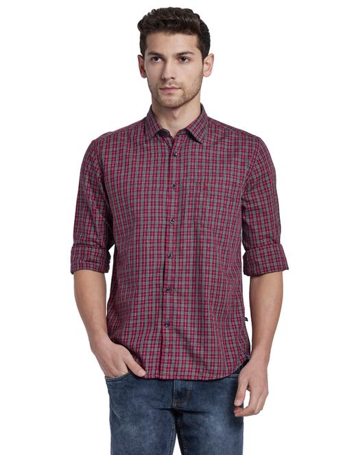 maroon checkered casual shirt - 17803889 - Very Small Image - 1