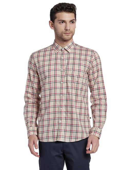 beige checkered casual shirt - 17803914 - Very Small Image - 1