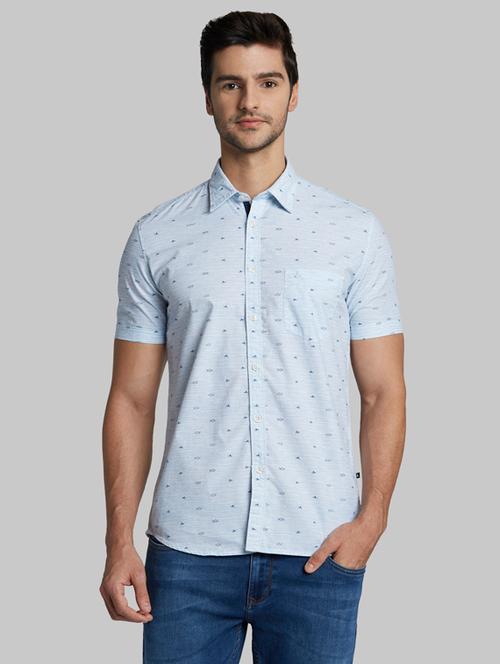 light blue printed casual shirt - 17803955 - Very Small Image - 1