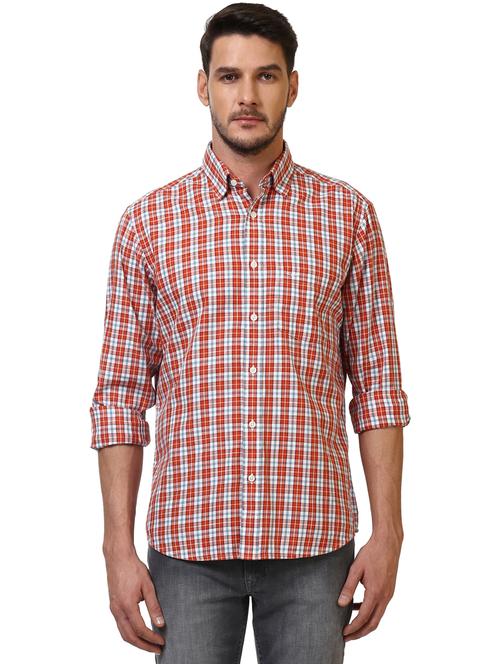 orange checkered casual shirt - 17804028 - Very Small Image - 1