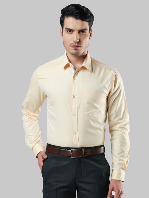 yellow self design formal shirt - 17804119 - Very Small Image - 1