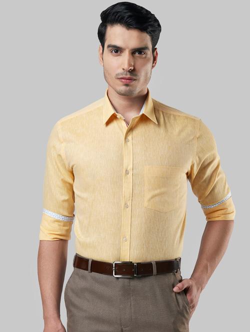 yellow self design formal shirt - 17804152 - Very Small Image - 1