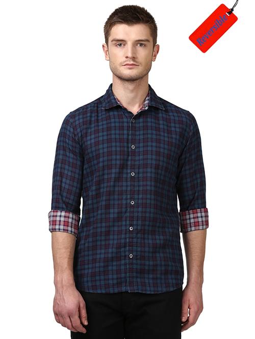 grey checkered reversible casual shirt - 17804222 - Very Small Image - 1