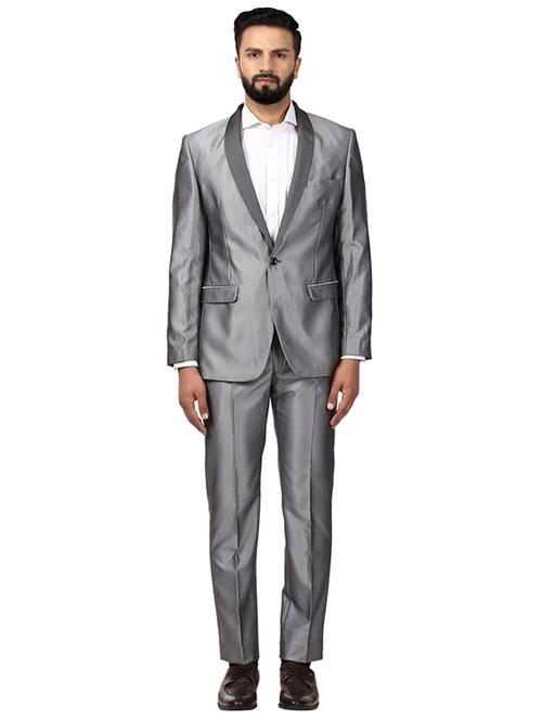 grey self design tuxedo suit - 17804234 - Very Small Image - 1