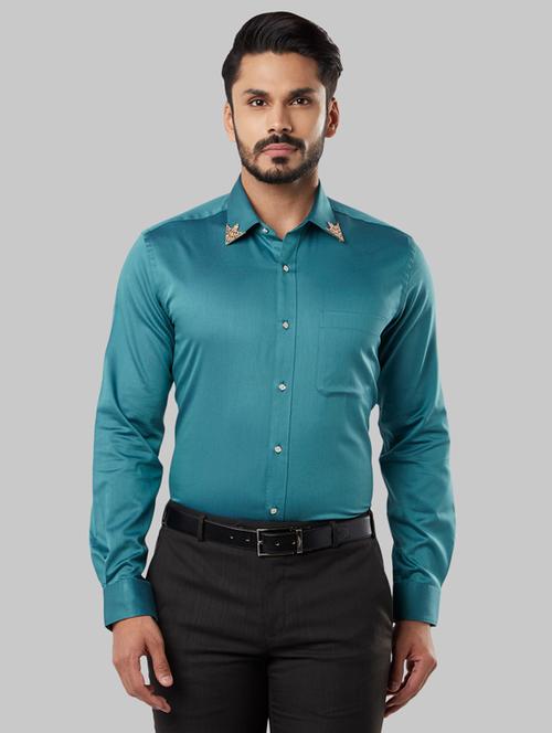 teal solid formal shirt - 17804305 - Very Small Image - 1