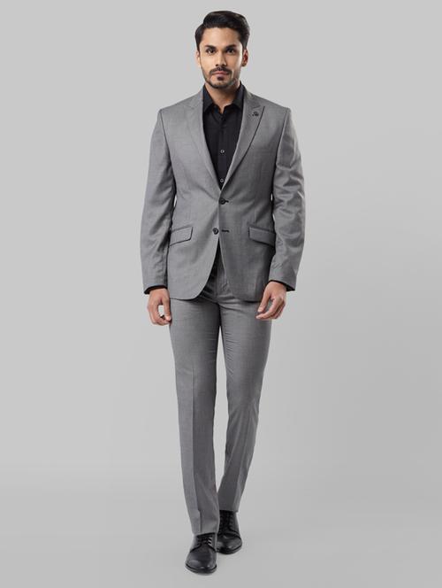 grey self design single breasted suit - 17804329 - Very Small Image - 1