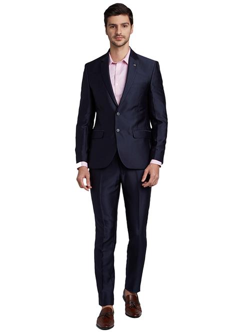 navy blue solid single breasted suit - 17804387 - Very Small Image - 1