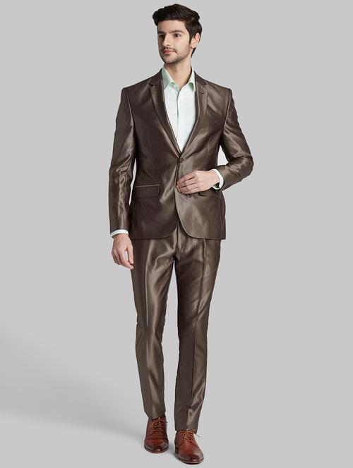 brown self design single breasted suit - 17804400 - Very Small Image - 1