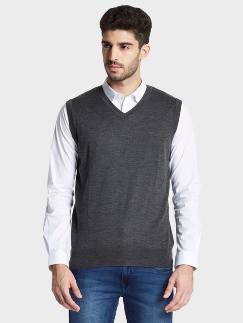 grey solid pullover - 17804603 - Very Small Image - 1