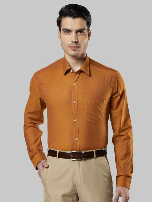 orange solid formal shirt - 17804618 - Very Small Image - 1