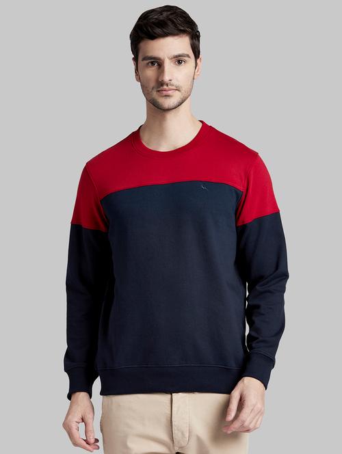 navy blue color block cut & sew sweatshirt - 17804671 - Very Small Image - 1
