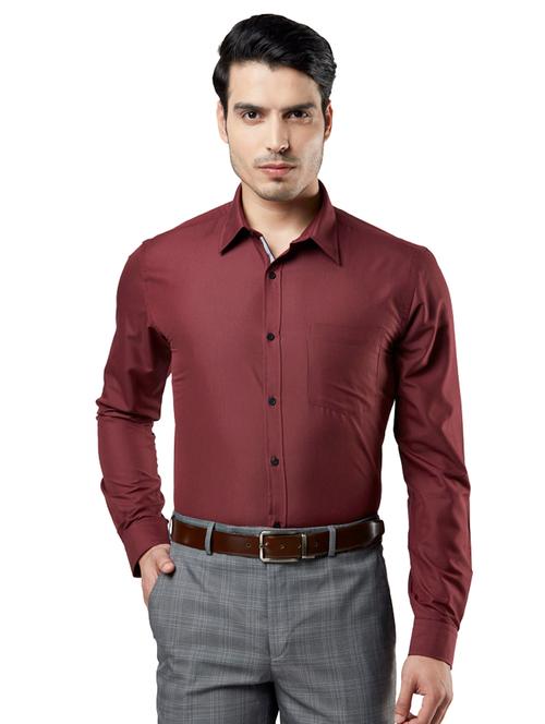 maroon solid formal shirt - 17804779 - Very Small Image - 1