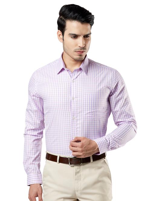 purple checkered formal shirt - 17804786 - Very Small Image - 1