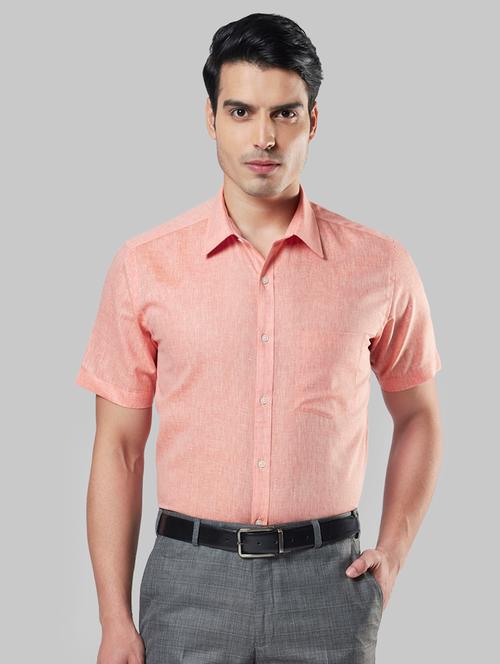peach solid formal shirt - 17804800 - Very Small Image - 1