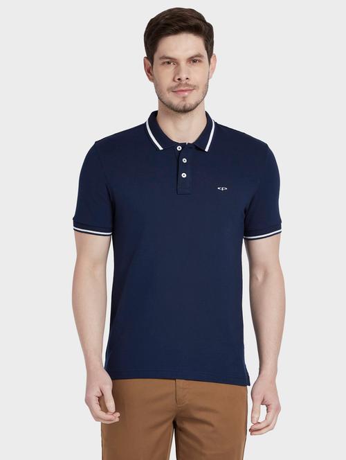 navy blue solid polo t-shirt - 17804898 - Very Small Image - 1