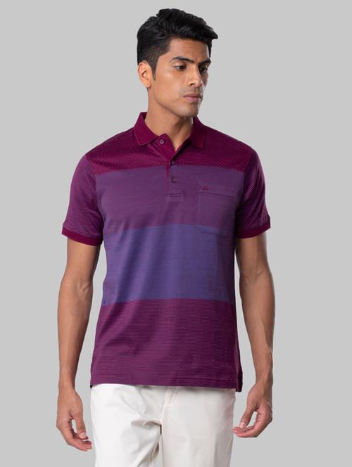 purple color block polo t-shirt - 17805129 - Very Small Image - 1