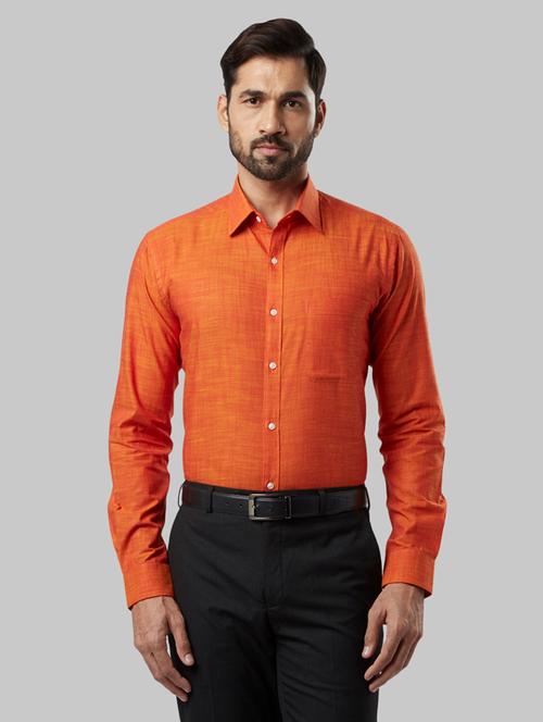 orange solid formal shirt - 17805255 - Very Small Image - 1
