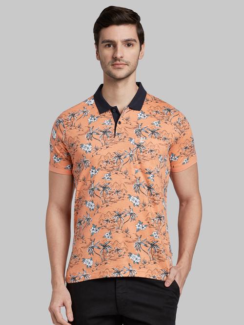 orange floral polo t-shirt - 17805390 - Very Small Image - 1