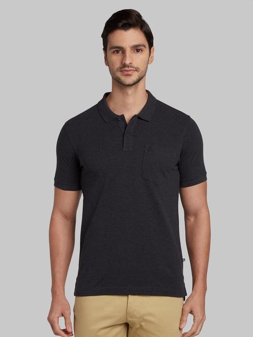 grey solid polo t-shirt - 17805397 - Very Small Image - 1