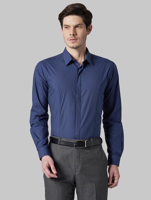 navy blue self design formal shirt - 17805642 - Very Small Image - 1