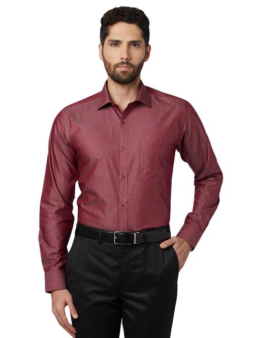 maroon self design formal shirt - 17805663 - Very Small Image - 1