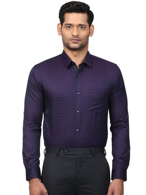 navy blue printed formal shirt - 17805696 - Very Small Image - 1