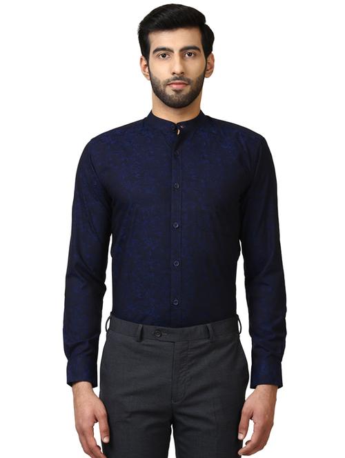 navy blue printed formal shirt - 17805733 - Very Small Image - 1