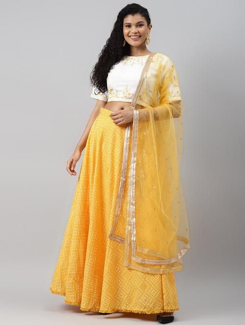 yellow cotton aline lehenga - 17806014 - Very Small Image - 1