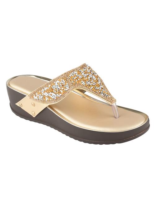 gold synthetic toe separator sandals - 17806226 - Very Small Image - 1