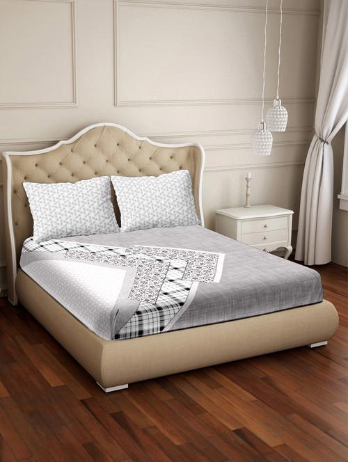 vogue double bedsheet set super king size 100% luxury cotton grey colour - 17806278 - Very Small Image - 1