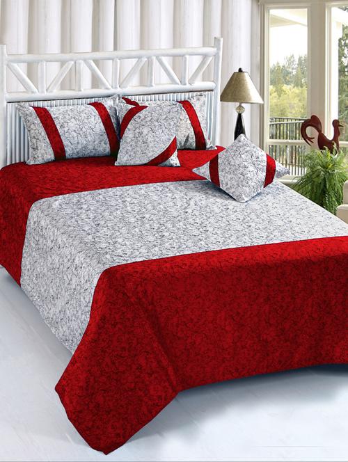 homesajja beautiful premium velvet 1 double bedsheet with 2 pillow covers and 2 cushion covers stripe maroon - 17806540 - Very Small Image - 1