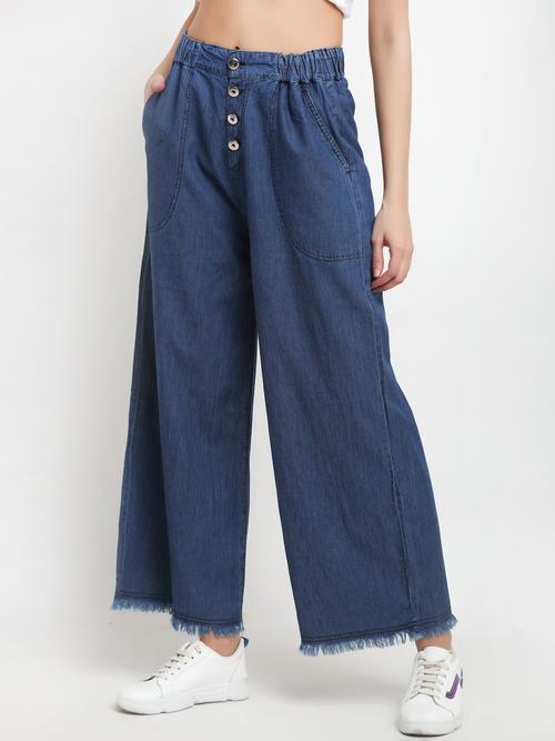 fancy denim paalzoes with metal button - 17806618 - Very Small Image - 1