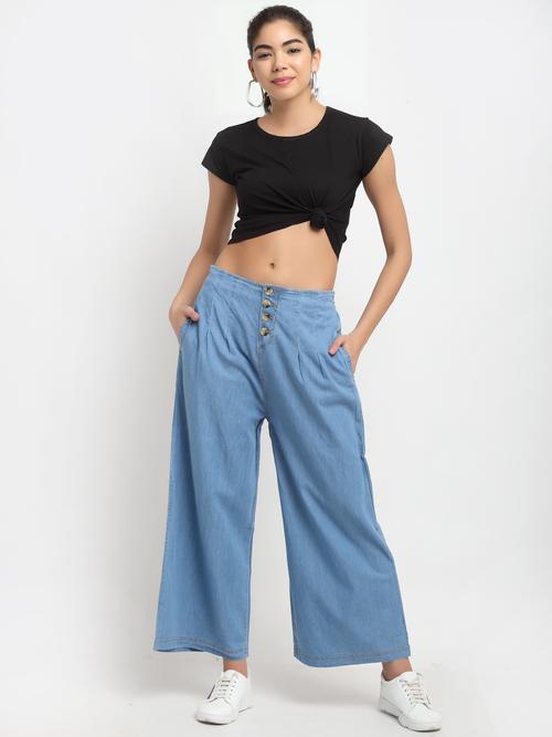 fancy denim palazoes with button in - 17806656 - Very Small Image - 1