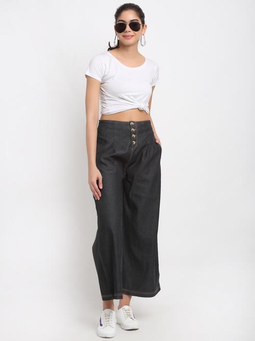fancy denim palazoes with buttons and - 17806659 - Very Small Image - 1