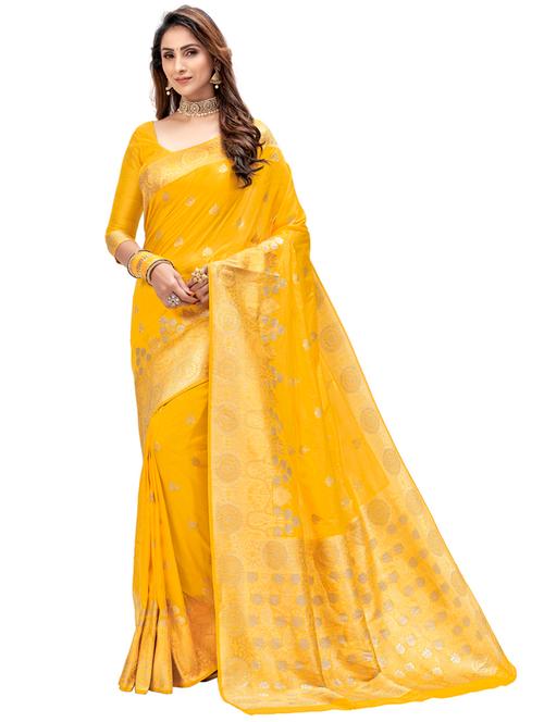 zari work woven saree with blouse - 17806758 - Very Small Image - 1