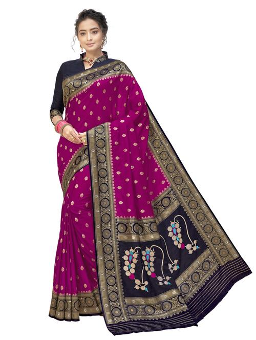 purple silk paithani saree with blouse - 17806761 - Very Small Image - 1