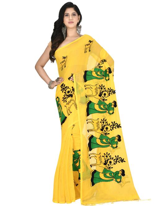 conversational tant saree with blouse - 17807208 - Very Small Image - 1