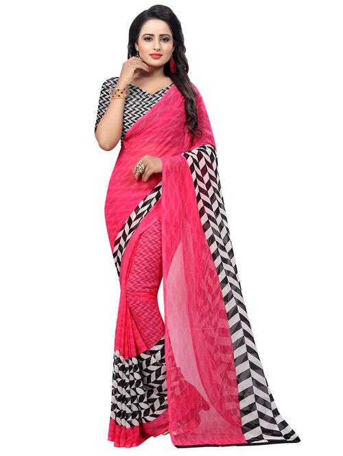 geometric printed saree with blouse - 17809215 - Very Small Image - 1
