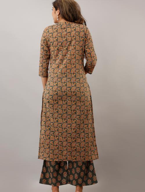 eyka grey printed kurta set - 17809256 - Very Small Image - 1