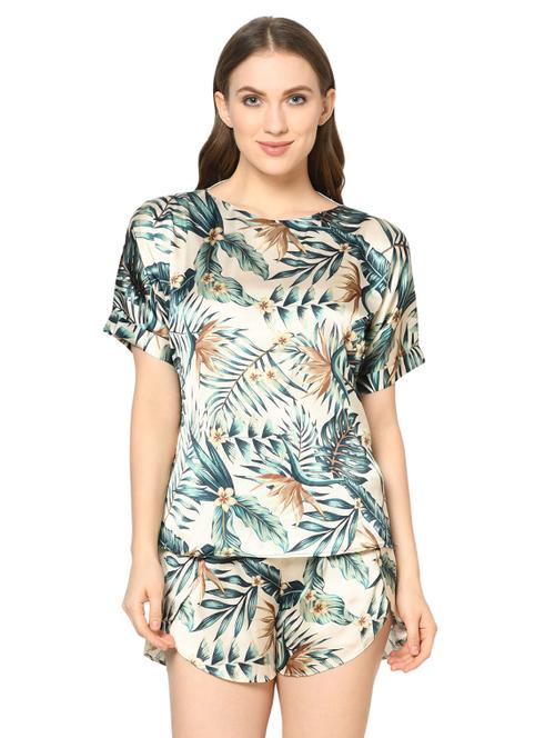 round neck tropical nightwear shorts set - 17809321 - Very Small Image - 1